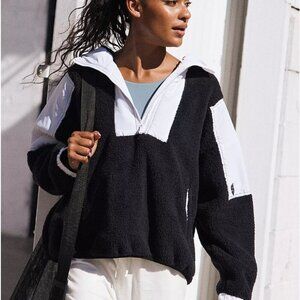NWT Free People Movement Lead The Pack Pullover Fleece Jacket Black & White Sz M